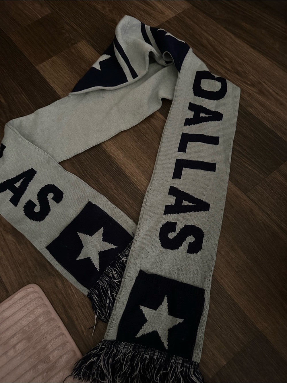 Dallas Star Knit Scarf/ hat in Light Gray and Navy